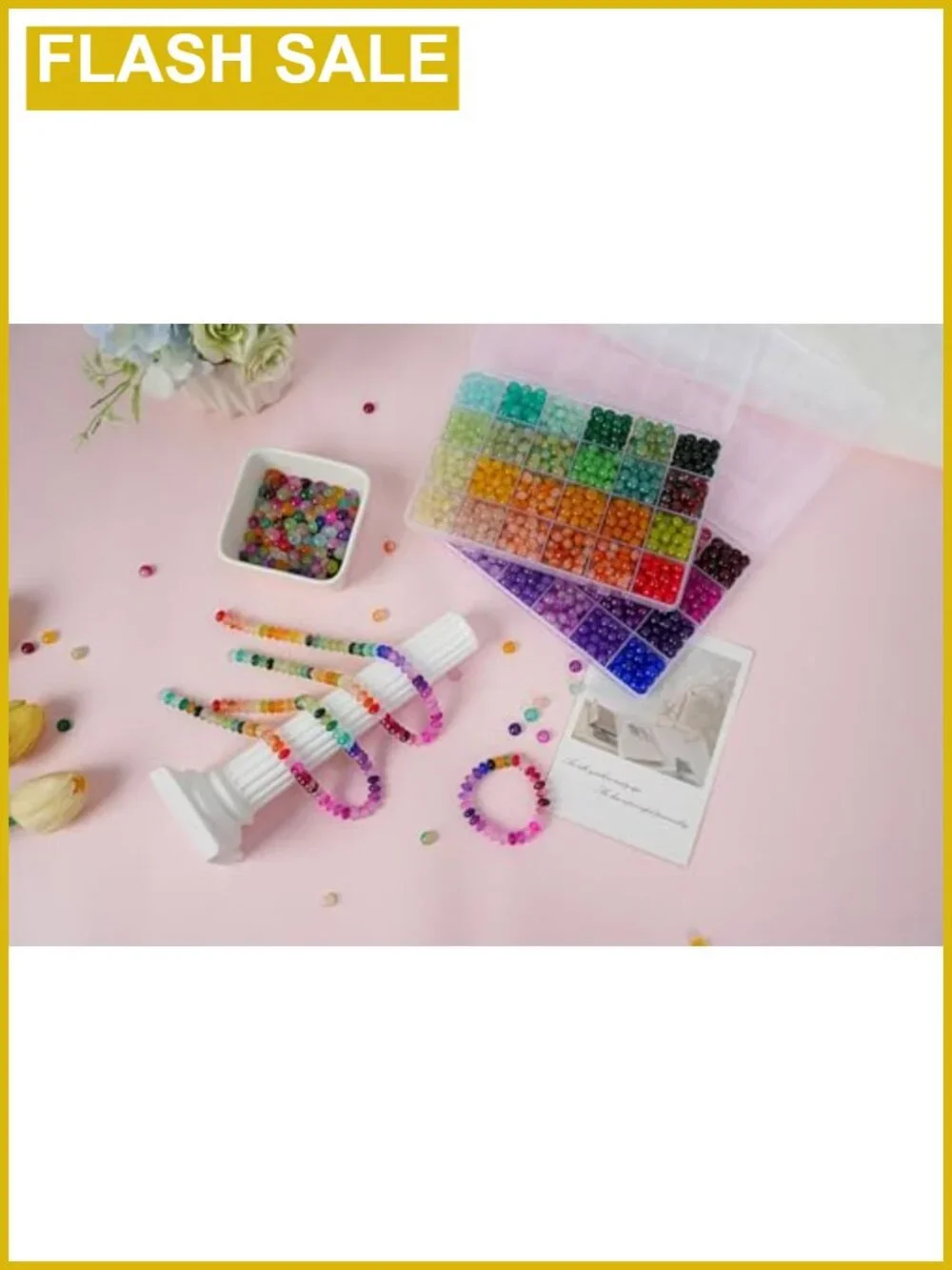 1500pc 5x8mm Glass Beads Jewelry Making Kit Friendship Bracelets DIY Crafts